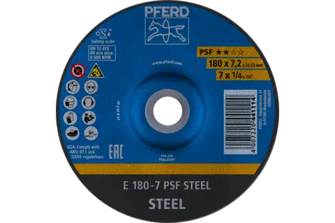 Grinding wheel E 180x7x22.23 mm Universal Line PSF STEEL for steel 1
