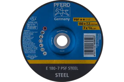 Taşlama taşı E 180x7,2x22,23 mm Üniversal Serisi PSF STEEL, çelik için 1