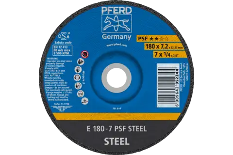 Grinding wheel E 180x7.2x22.23 mm Universal Line PSF STEEL for steel 1