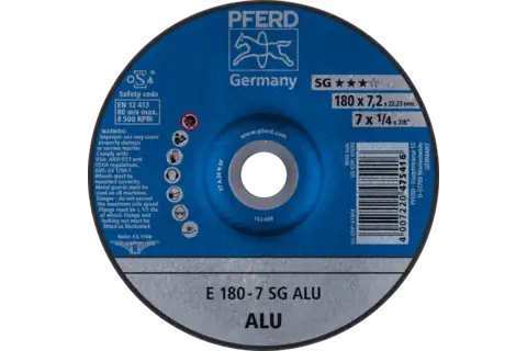 Grinding wheel E 180x7.2x22.23 mm Performance Line SG ALU for aluminium 1