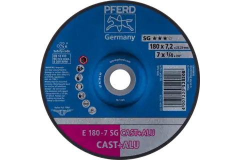 Grinding wheel E 180x7.2x22.23 mm Performance Line SG CAST+ALU for cast material/aluminium 1