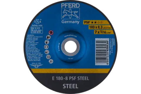 Disque à ébarber E 180x8,3x22,23 mm gamme universelle PSF STEEL pour acier 1