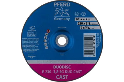 DUODISC cut-off wheel/grinding disc E 230x3.8x22.23 mm depressed-centre Performance Line SG DUO CAST for cast material 1