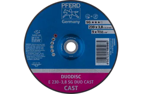 DUODISC kesme taşlama diski E 230x3,8x22,23 mm göbekli Performans Serisi SG DUO CAST döküm malzemesi için 1