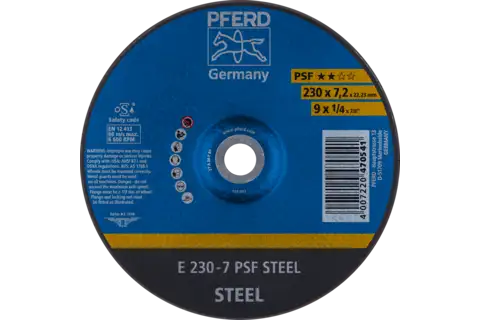 Taşlama taşı E 230x7,2x22,23 mm Üniversal Serisi PSF STEEL, çelik için 1