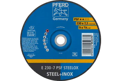 Grinding wheel E 230x7.2x22.23 mm Universal Line PSF STEELOX for steel/stainless steel 1