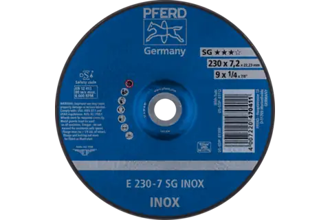 Grinding wheel E 230x7.2x22.23 mm Performance Line SG INOX for stainless steel 1