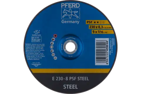 Disco da sbavo E 230x8,3x22,23 mm, linea universale PSF STEEL per acciaio 1