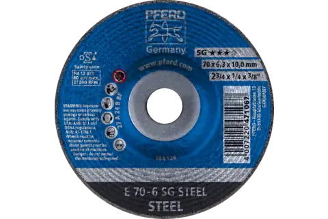 Taşlama taşı E 70x6,3x10mm Performans Serisi SG STEEL, çelik için 1