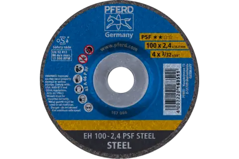 Kesme taşı EH 100x2,4x16 mm göbekli Üniversal seri PSF STEEL, çelik için 1