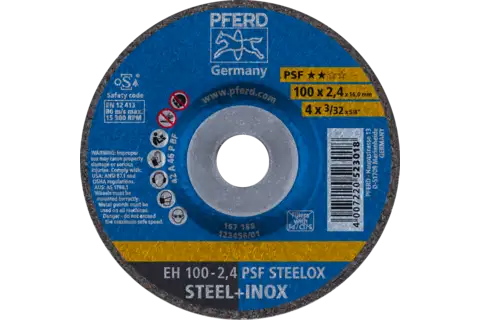 Cut-off wheel EH 100x2.4x16 mm depressed centre Universal Line PSF STEELOX for steel/stainless steel 1