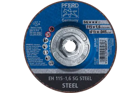 Cut-Off Wheel, 4-1/2" x .045 x 5/8-11, SG STEEL, T27, Aluminum oxide 1