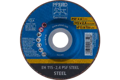 Kesme taşı EH 115x2,4x22,23 mm göbekli Üniversal seri PSF STEEL, çelik için 1