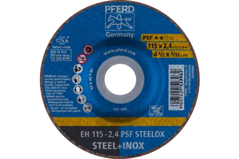 Cut-off wheel EH 115x2.4x22.23 mm depressed centre Universal Line PSF STEELOX for steel/stainless steel 1