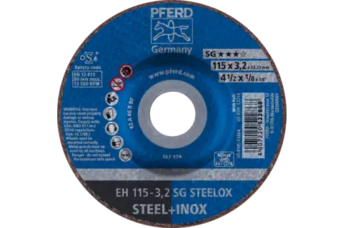 Disco de corte EH 115x3,2x22,23 mm embutido línea alto rendimiento SG STEELOX para acero/acero inoxidable 1