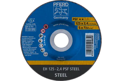 Disco de corte EH 125x2,4x22,23 mm embutido línea universal PSF STEEL para acero 1