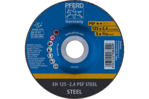 Disco de corte EH 125x2,4x22,23 mm embutido línea universal PSF STEEL para acero 1