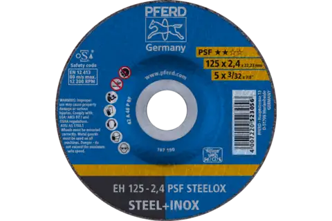 Disco de corte EH 125x2,4x22,23 mm embutido línea universal PSF STEELOX para acero/acero inoxidable (10) 1