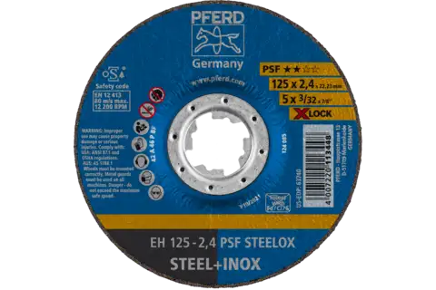 Kesme taşı EH 125x2,4 mm X-LOCK göbekli Üniversal seri PSF STEELOX, çelik/paslanmaz çelik için 1