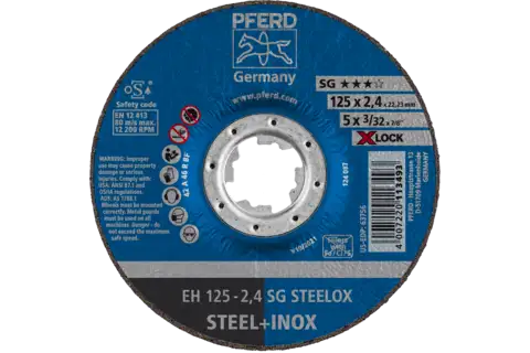 Disco de corte EH 125x2,4 mm X-LOCK embutido línea alto rendimiento SG STEELOX para acero/acero inoxidable 1
