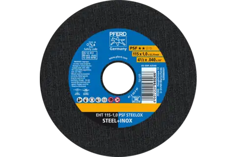 Cut-off wheel EHT 115x1.0x22.23 mm flat Universal Line PSF STEELOX for steel/stainless steel 1