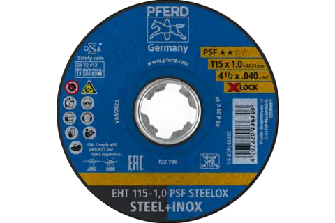 Disco de corte EHT 115x1,0 mm X-LOCK recto línea universal PSF STEELOX para acero/acero inoxidable 1