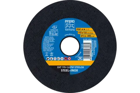 Cut-off wheel EHT 115x1.6x22.23 mm flat Universal Line PSF STEELOX for steel/stainless steel 1