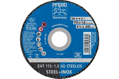 Cut-off wheel EHT 115x1.6x22.23 mm flat Performance Line SG STEELOX for steel/stainless steel 1