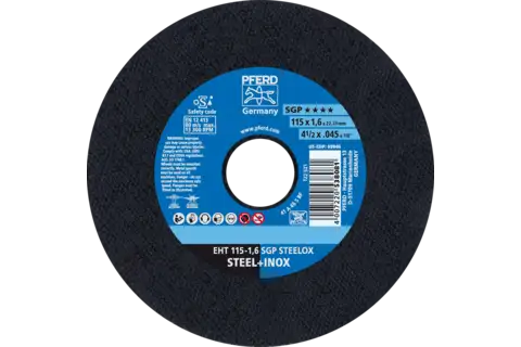 Cut-off wheel EHT 115x1.6x22.23 mm flat Special Line SGP STEELOX for steel/stainless steel 1