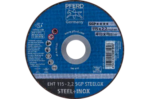 Cut-off wheel EHT 115x2.2x22.23 mm flat Special Line SGP STEELOX for steel/stainless steel 1