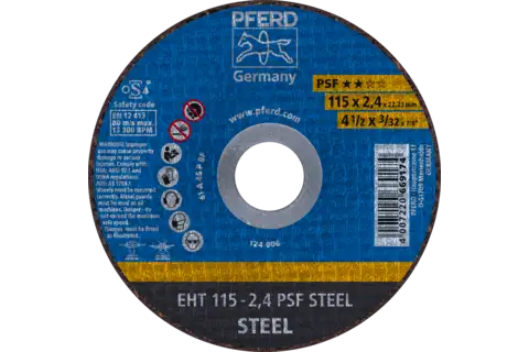 Doorslijpschijf EHT 115x2,4x22,23 mm recht universele lijn PSF STEEL voor staal 1