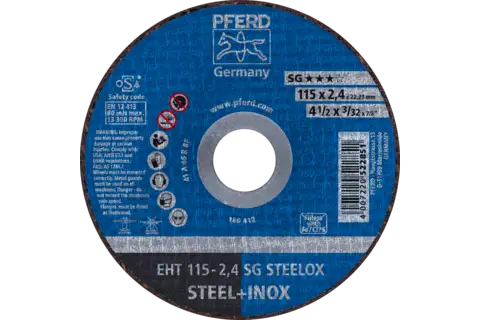 Disco de corte EHT 115x2,4x22,23 mm plano Linha de desempenho SG STEELOX para aço/aço inoxidável 1