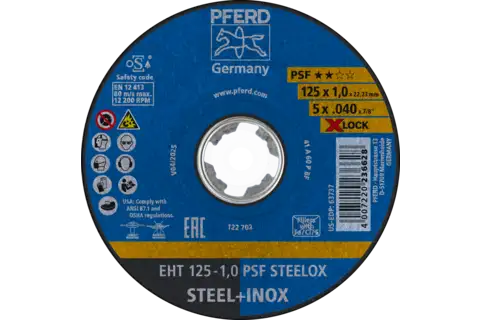 Kesme taşı EHT 125x1,0mm X-LOCK düz Üniversal seri PSF STEELOX, çelik/paslanmaz çelik için (10) 1