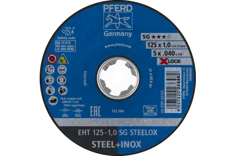 Disco de corte EHT 125x1,0 mm X-LOCK recto línea alto rendimiento SG STEELOX para acero/acero inoxidable 1