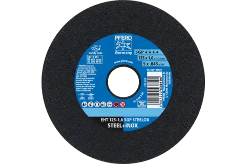 Cut-off wheel EHT 125x1.6x22.23 mm flat Special Line SGP STEELOX for steel/stainless steel 1