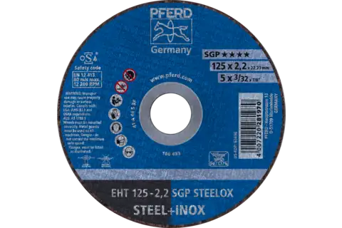 Disco de corte EHT 125x2,2x22,23 mm recto línea especial SGP STEELOX para acero/acero inoxidable 1