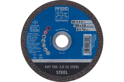 Disco de corte EHT 150x3,0x22,23 mm recto línea alto rendimiento SG STEEL para acero 1
