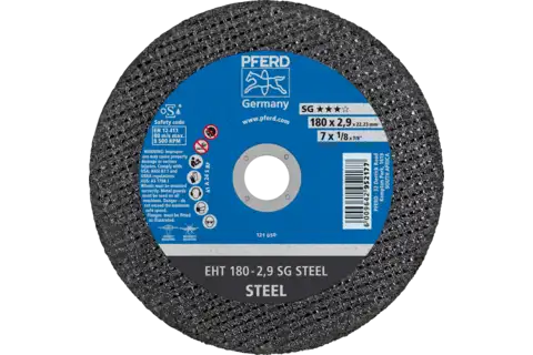 Cut-off wheel EHT 180x2.9x22.23 mm flat Performance Line SG STEEL for steel 1