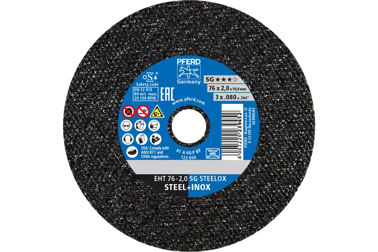 small cut-off wheel EHT 76x2.0x10mm flat Performance Line SG STEELOX for steel/stainless steel 1
