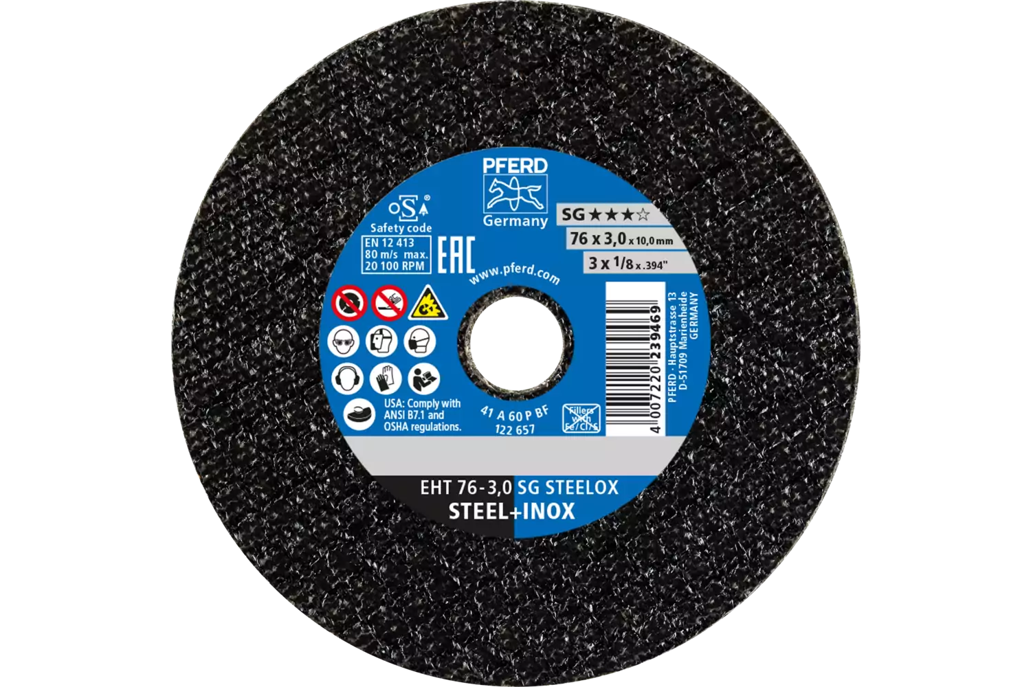 small cut-off wheel EHT 76x3.0x10mm flat Performance Line SG STEELOX for steel/stainless steel 1