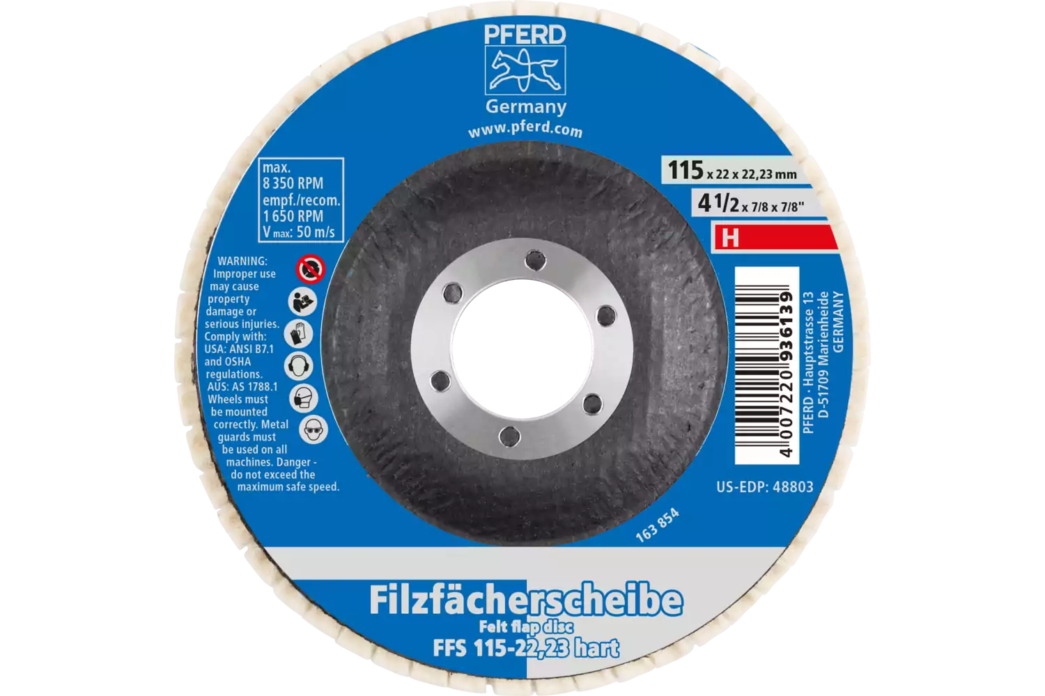 Hard felt flap disc FFS dia. 115 mm hole 22.23 for polishing work with an angle grinder 2