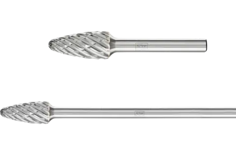 Tungsten carbide burrs for high performance, STEEL, tree shape with radius end RBF
