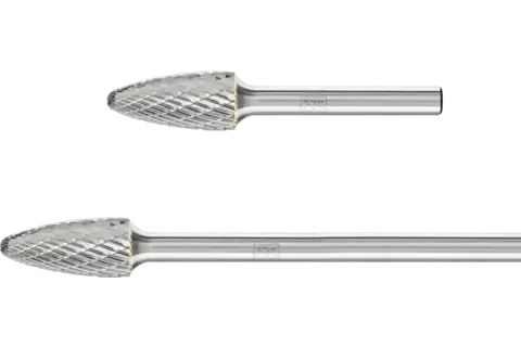 Tungsten carbide burrs for high performance, TOUGH, tree shape with radius end RBF
