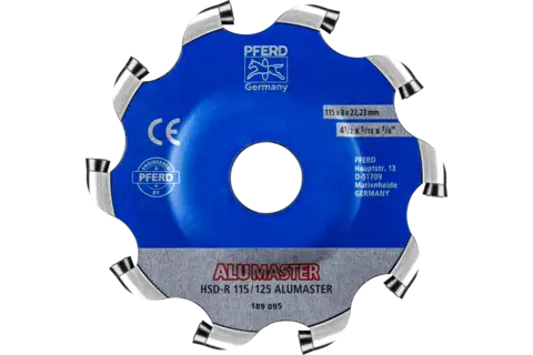 Disco de fresado de alto rendimiento ALUMASTER R Ø 115 mm para amoladoras angulares, mecanizado de aluminio, HICOAT 2
