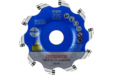 High-performance milling disc ALUMASTER R dia. 115 mm for angle grinders work on aluminium HICOAT