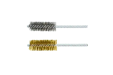 Tube brushes crimped, smooth, double stem, double-spiral, shank-mounted
