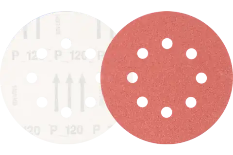 universal aluminium oxide Velcro-backed abrasive disc KSS dia. 125 A120 8 extraction holes for eccentric orbital sanders 1