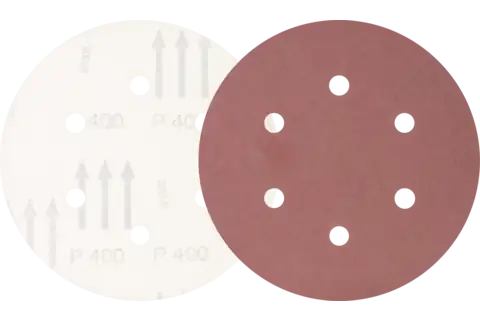 universal aluminium oxide Velcro-backed abrasive disc KSS dia. 150 A400 6 extraction holes for eccentric orbital sanders 1