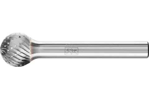 Hardmetalen stiftfrees kogelvorm KUD Ø 12x10 mm stift-Ø 6 mm Z3P universeel middel met kruisvertanding 1