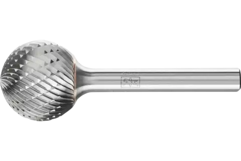 Fresa de metal duro esférica KUD Ø 20x18 mm, mango Ø 6 mm, Z3P medio universal, dentado cruzado 1